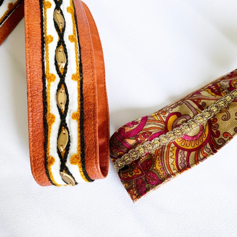 Bundle! 2 Boho Style Floral embroidered Belts